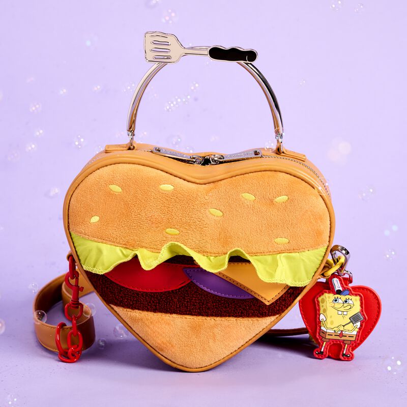 SpongeBob SquarePants Krabby Patty Plush Heart Figural Crossbody Bag LFlifestyle1 view 2